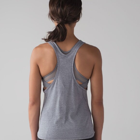 Lululemon Glide & Stride Grey Print Tank with Bra size 6 - Picture 1 of 5